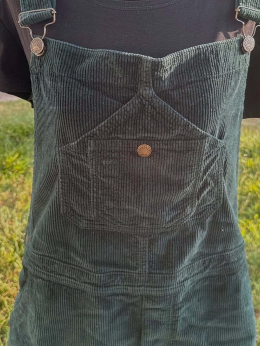 Faherty XL Green Wide Wale Corduroy Overall Dress Skirtall Pinafore Jumper